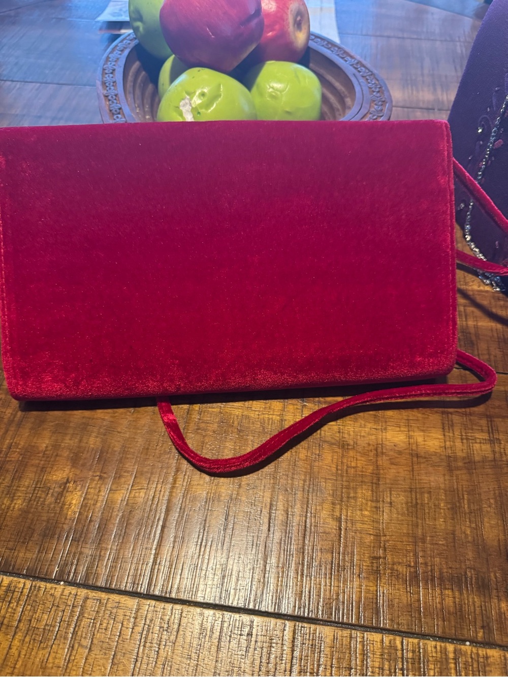 Red Velvet Crossbody Clutch - Elegant Women's Bag